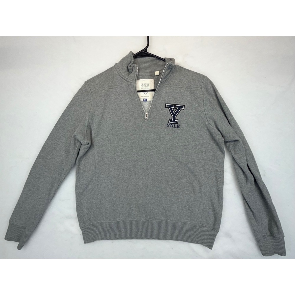 League Collegiate Outfitters Yale University Quarter Zip Sweatshirt Gray Medium